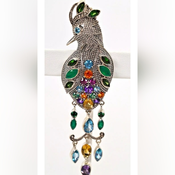 Nicky Butler 925 Sterling Silver Exotic Bird Brooch Pendant Pin Designer NB NWOT - Picture 1 of 11